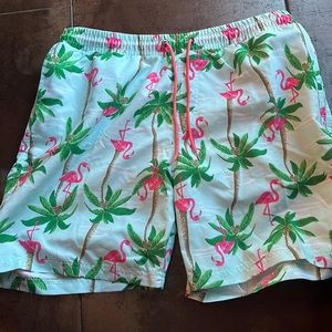 Brand new size large club room bathing suit with flamingos